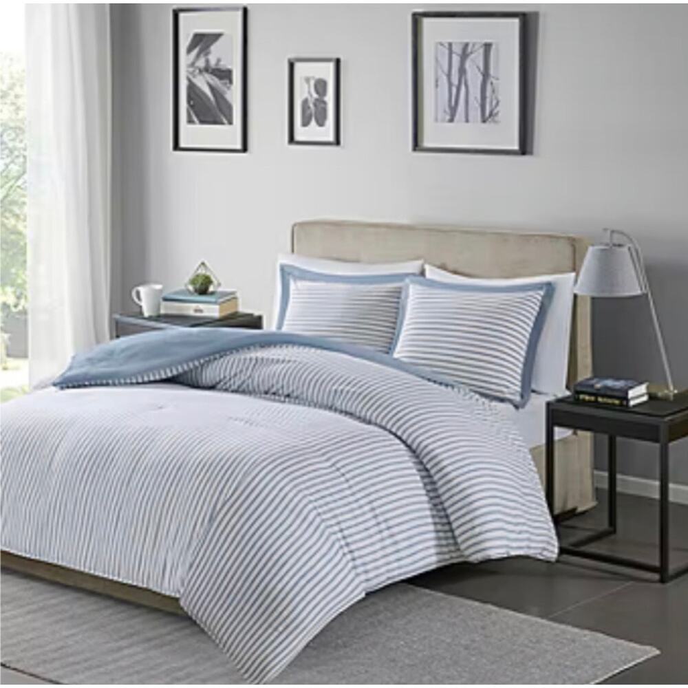 Threshold Blue and White Striped Duvet Cover Set